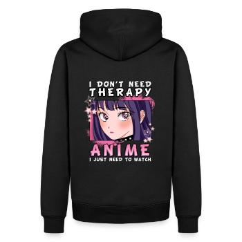 ANIMEGIRL5IDONTNEEDTHERAPYIJUSTMEEDTOWATCHANIME - Männer Premium Bio Hoodie - Schwarz - Hinten - Nico (187cm)