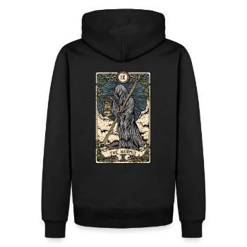 The Hermit I Witchcraft Tarot Card I Fortune - Männer Premium Bio Hoodie - Schwarz - Hinten - Nico (187cm)