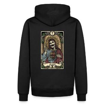 Jesus I Tarot Card I Hellseher - Männer Premium Bio Hoodie - Schwarz - Hinten - Nico (187cm)