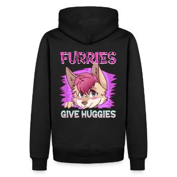 Furries give Huggies I Furry Fandom I Cosplay - Männer Premium Bio Hoodie - Schwarz - Hinten - Nico (187cm)