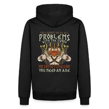 You Cannot Solve All Problems With The Sword - Männer Premium Bio Hoodie - Schwarz - Hinten - Nico (187cm)