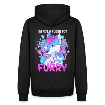 I'm not a plush toy I'm a Furry I Furries Fandom - Männer Premium Bio Hoodie - Schwarz - Hinten - Nico (187cm)