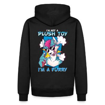 I'm not a plush toy I'm a Furry I Furries Fandom - Männer Premium Bio Hoodie - Schwarz - Hinten - Nico (187cm)