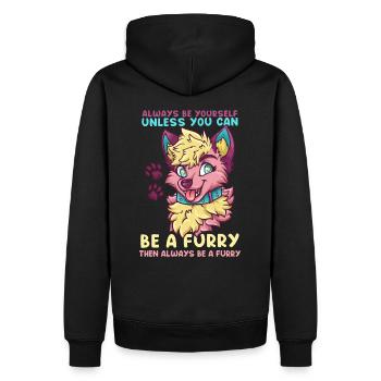Always be yourself unless you can be a Furry - Männer Premium Bio Hoodie - Schwarz - Hinten - Nico (187cm)