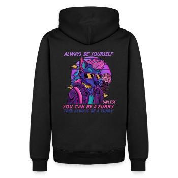 Always be yourself unless you can be a Furry - Männer Premium Bio Hoodie - Schwarz - Hinten - Nico (187cm)