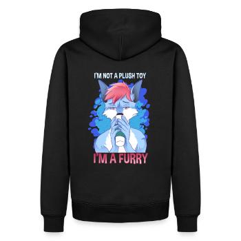 I'm not a plush toy I'm a Furry I Furries Fandom - Männer Premium Bio Hoodie - Schwarz - Hinten - Nico (187cm)