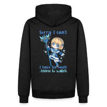 Désolé, je ne peux pas, j’ai trop d’anime à regarder - Sweat à capuche Premium bio Homme - noir - Dos - Nico (187cm)
