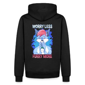 Worry less Furry more I Fursona Cosplay Fandom - Männer Premium Bio Hoodie - Schwarz - Hinten - Nico (187cm)