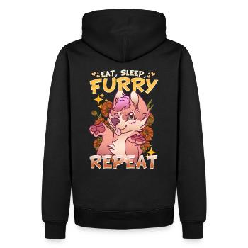 Eat Sleep Furry Repeat I Furries Fandom Cosplay - Männer Premium Bio Hoodie - Schwarz - Hinten - Nico (187cm)