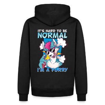 C’est difficile d’être normal, je suis un cosplay à fourrure - Sweat à capuche Premium bio Homme - noir - Dos - Nico (187cm)