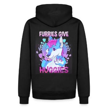 Furries give Huggies I Furry Fandom I Cosplay - Männer Premium Bio Hoodie - Schwarz - Hinten - Nico (187cm)