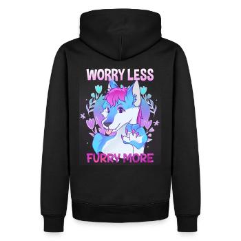 Worry less Furry more I Fursona Cosplay Fandom - Men’s Premium Organic Hoodie - black - Back - Nico (187cm)