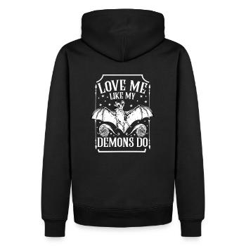 Aimez-moi comme mes démons font de la sorcellerie - Sweat à capuche Premium bio Homme - noir - Dos - Nico (187cm)