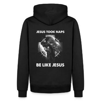 Jésus a fait des siestes être comme Jésus I Dieu - Sweat à capuche Premium bio Homme - noir - Dos - Nico (187cm)