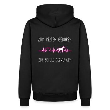 Zum Reiten geboren zur Schule gezwungen - Männer Premium Bio Hoodie - Schwarz - Hinten - Nico (187cm)