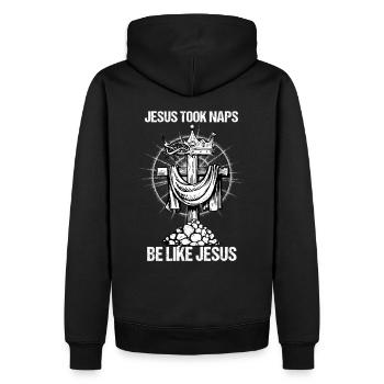 Jésus a fait des siestes être comme Jésus I Dieu chrétien - Sweat à capuche Premium bio Homme - noir - Dos - Nico (187cm)