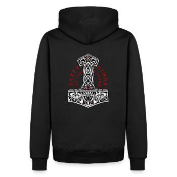 Mjolnir Hammer of God Norse Mythology viking - Männer Premium Bio Hoodie - Schwarz - Hinten - Nico (187cm)