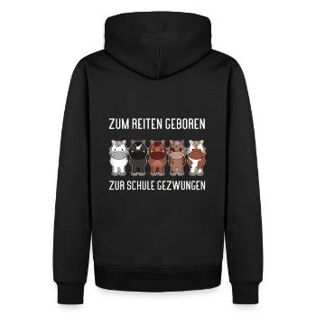 Zum Reiten geboren zur Schule gezwungen - Männer Premium Bio Hoodie - Schwarz - Hinten - Nico (187cm)