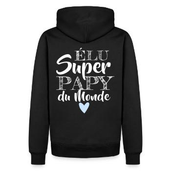 T shirt papy super papy du monde humour cadeau - Sweat à capuche Premium bio Homme - noir - Dos - Nico (187cm)