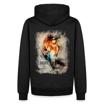 Serie "NATURE RESERVE" - Europäischer Bienenfresser - Männer Premium Bio Hoodie - Schwarz - Hinten - Nico (187cm)