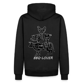 BBQ Lovers - Männer Premium Bio Hoodie - Schwarz - Hinten - Nico (187cm)