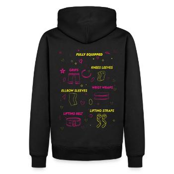 Fully equiped - Männer Premium Bio Hoodie - Schwarz - Hinten - Nico (187cm)