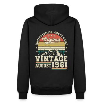 Original Août millésime 1961 61ème anniversaire - Sweat à capuche Premium bio Homme - noir - Dos - Nico (187cm)