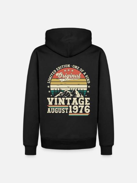 Original August Jahrgang 1976 46. Geburtstag - Herre Premium økologisk hoodie - sort