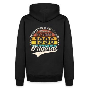 Original December 1996 26th Birthday Gift - Men’s Premium Organic Hoodie - black - Back - Nico (187cm)