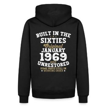 Né en 1969 Janvier 54e anniversaire Homme cadeau - Sweat à capuche Premium bio Homme - noir - Dos - Nico (187cm)