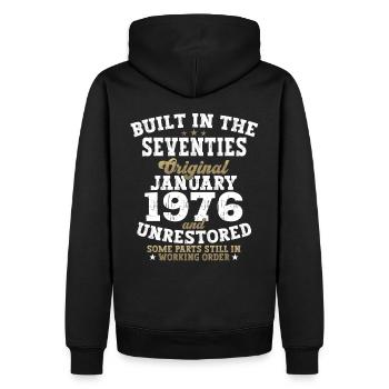 Born 1976 January 47th birthday Gift man - Men’s Premium Organic Hoodie - black - Back - Nico (187cm)