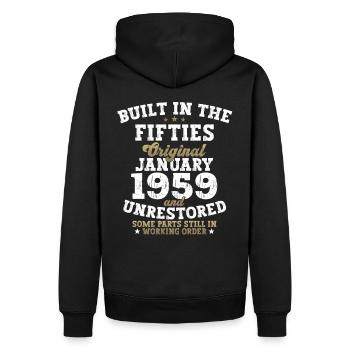 Né en 1959 Janvier 64e anniversaire Homme cadeau - Sweat à capuche Premium bio Homme - noir - Dos - Nico (187cm)