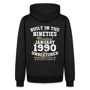 Né le 33 janvier 1990 Homme cadeau - Sweat à capuche Premium bio Homme - noir - Dos - Nico (187cm)