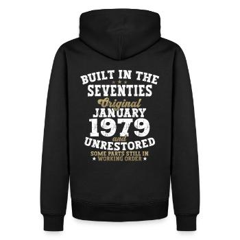 Né en 1979 Janvier 44e anniversaire Homme cadeau - Sweat à capuche Premium bio Homme - noir - Dos - Nico (187cm)