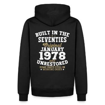 Né en 1978 janvier 45e anniversaire cadeau homme - Sweat à capuche Premium bio Homme - noir - Dos - Nico (187cm)