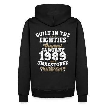 Né 1989 Janvier 34th anniversaire Homme cadeau - Sweat à capuche Premium bio Homme - noir - Dos - Nico (187cm)