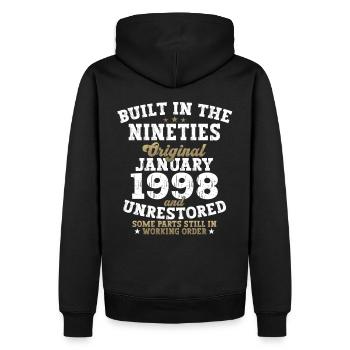 Né le 25 janvier 1998 Homme cadeau - Sweat à capuche Premium bio Homme - noir - Dos - Nico (187cm)
