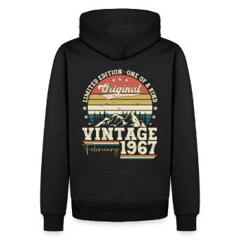 February born 1967 56th birthday gift man - Men’s Premium Organic Hoodie - black - Back - Nico (187cm)