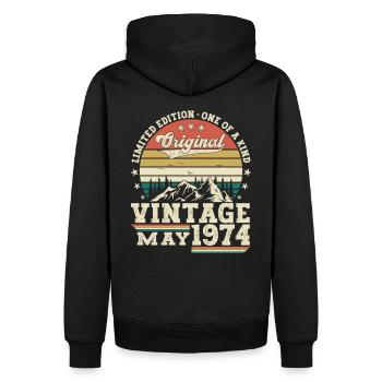 49. Geburtstag Mann Mai Jahrgang 1974 Vintage - Männer Premium Bio Hoodie - Schwarz - Hinten - Nico (187cm)