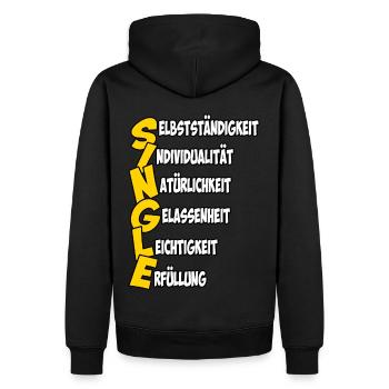 Single in starken Worten - Männer Premium Bio Hoodie - Schwarz - Hinten - Nico (187cm)