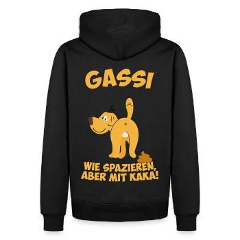Gassi - Wie Spazieren aber mit Kaka - Männer Premium Bio Hoodie - Schwarz - Hinten - Nico (187cm)