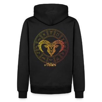 Bélier signe du zodiaque - Sweat à capuche Premium bio Homme - noir - Dos - Nico (187cm)