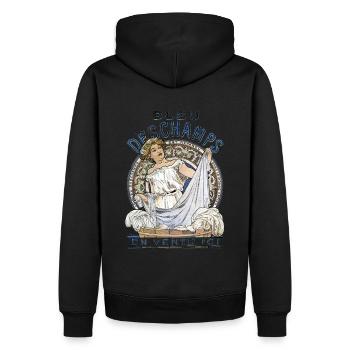 Alfons Mucha - bleu Deschamps en vente ici - Sweat à capuche Premium bio Homme - noir - Dos - Nico (187cm)