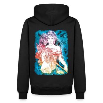 Alfons Mucha - Männer Premium Bio Hoodie - Schwarz - Hinten - Nico (187cm)