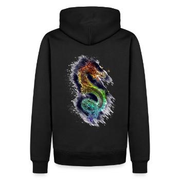 Drache Dragon - Männer Premium Bio Hoodie - Schwarz - Hinten - Nico (187cm)