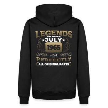 Légende Née en 1965 Cadeau d’anniversaire du 57 juillet - Sweat à capuche Premium bio Homme - noir - Dos - Nico (187cm)