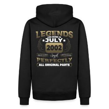 Legend Vintage 2002 Cadeau d’anniversaire du 20 juillet - Sweat à capuche Premium bio Homme - noir - Dos - Nico (187cm)