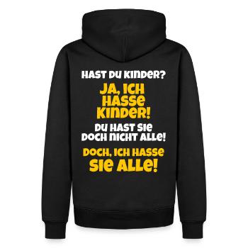Hast du Kinder? Lustiger Spruch kinderlos - Männer Premium Bio Hoodie - Schwarz - Hinten - Nico (187cm)