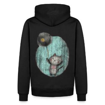 Chat avec ballon - Sweat à capuche Premium bio Homme - noir - Dos - Nico (187cm)