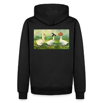 Halloween Gänse - Männer Premium Bio Hoodie - Schwarz - Hinten - Nico (187cm)